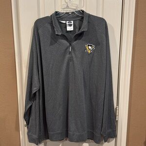 NHL “Penguins”  1/4 Zip Gray Pullover Jacket. Sz XXL